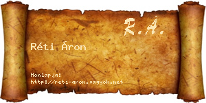 Réti Áron névjegykártya